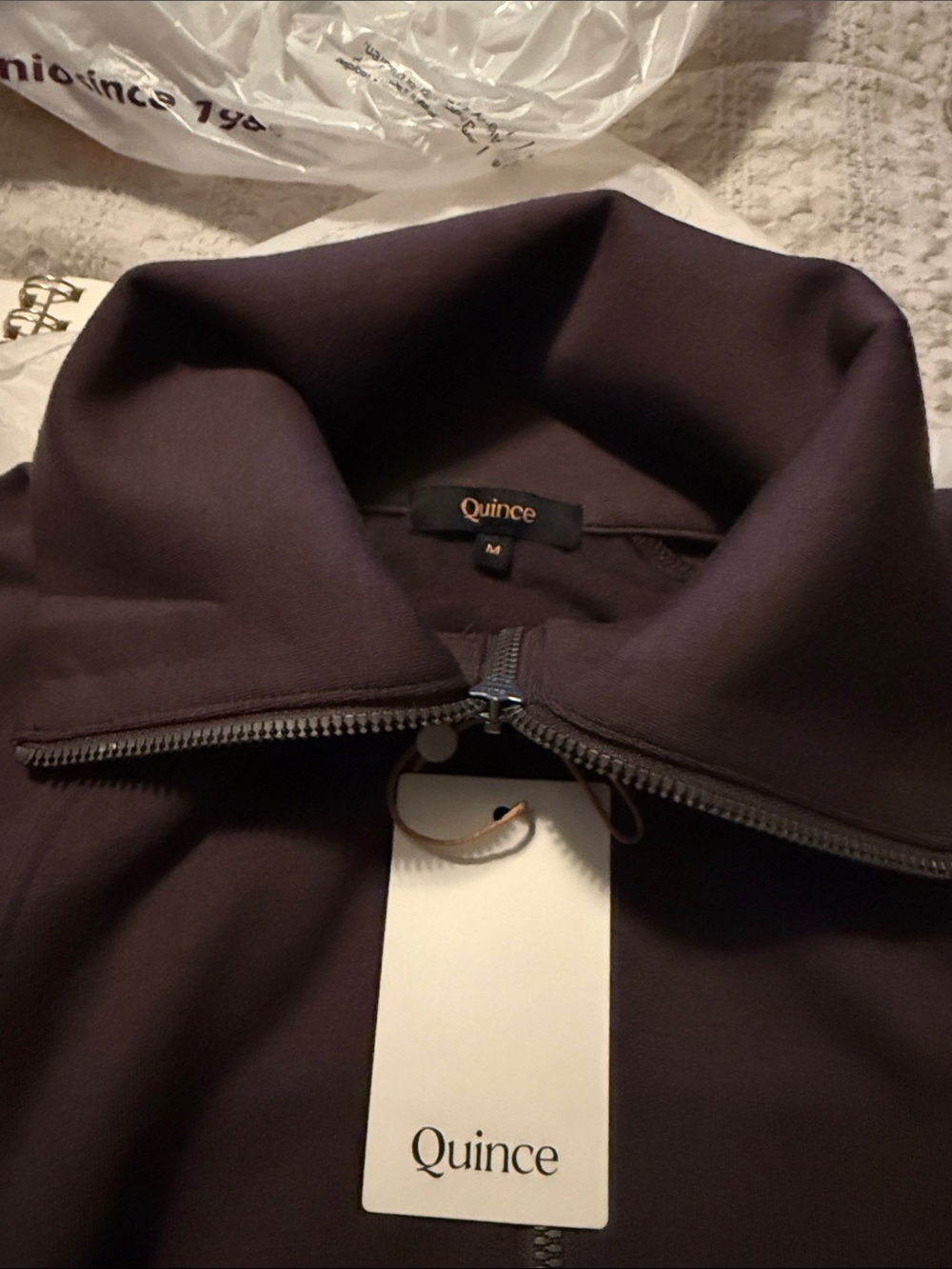 Quince Women's Zip-Front Pullover in Dark Brown-Fig